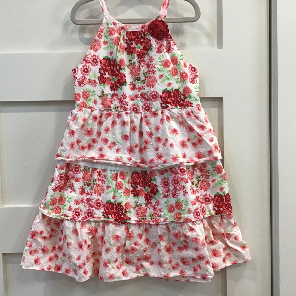 Penelope Mack Red & White Floral Tiered Dress – Girls Size 6